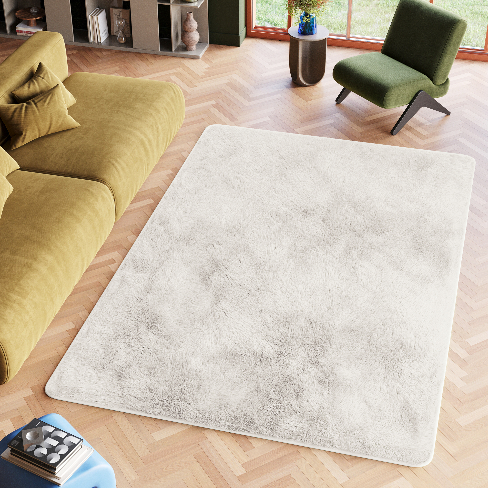 Covor Silk Cremos Antiderapant Shaggy