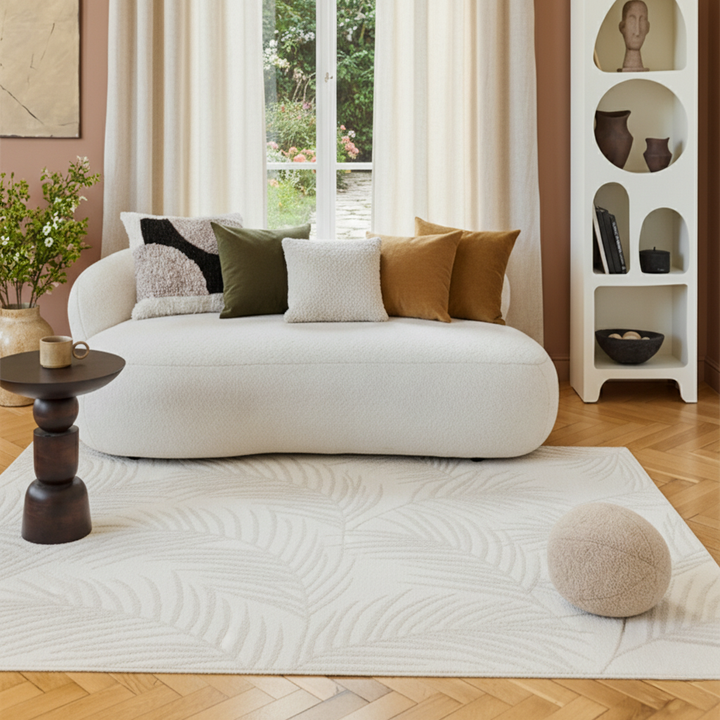 Covor Terra Crem Frunze de Palmier