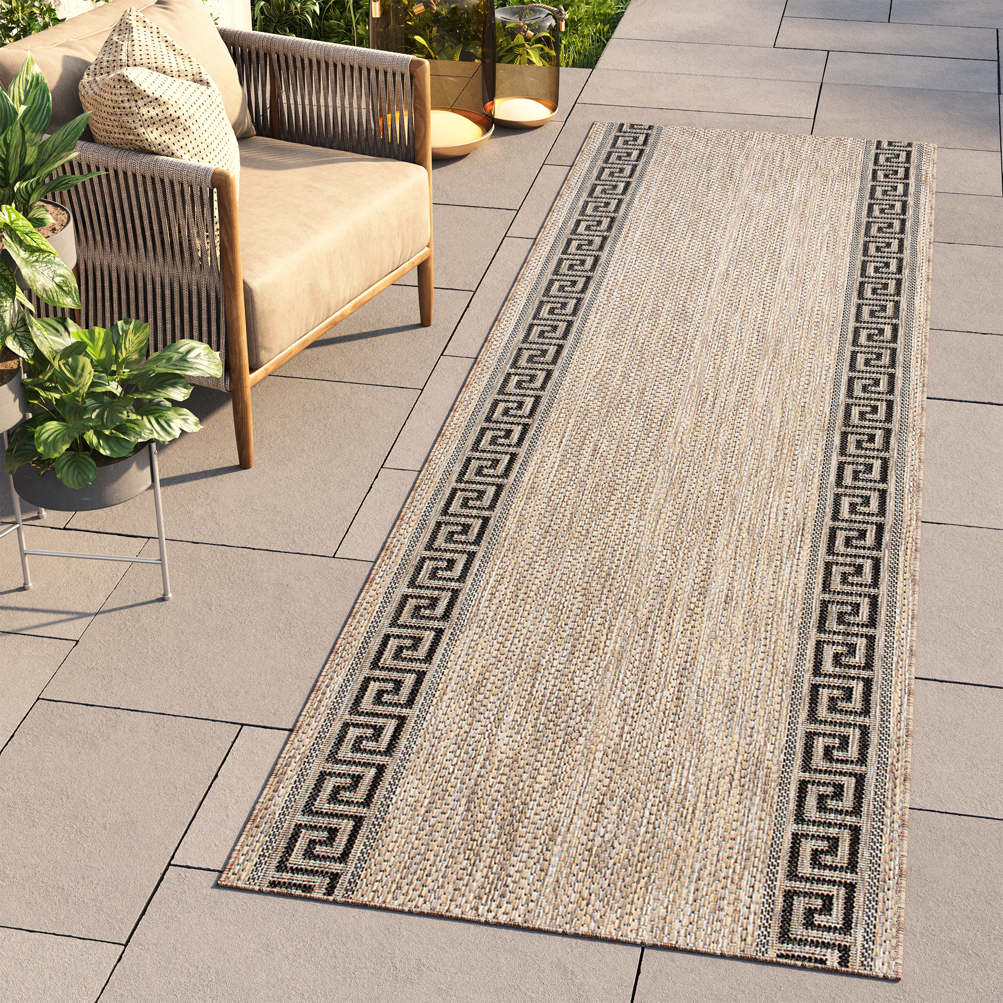 Covor Traversă Melissa Maro Negru ZigZag Indoor Outdoor