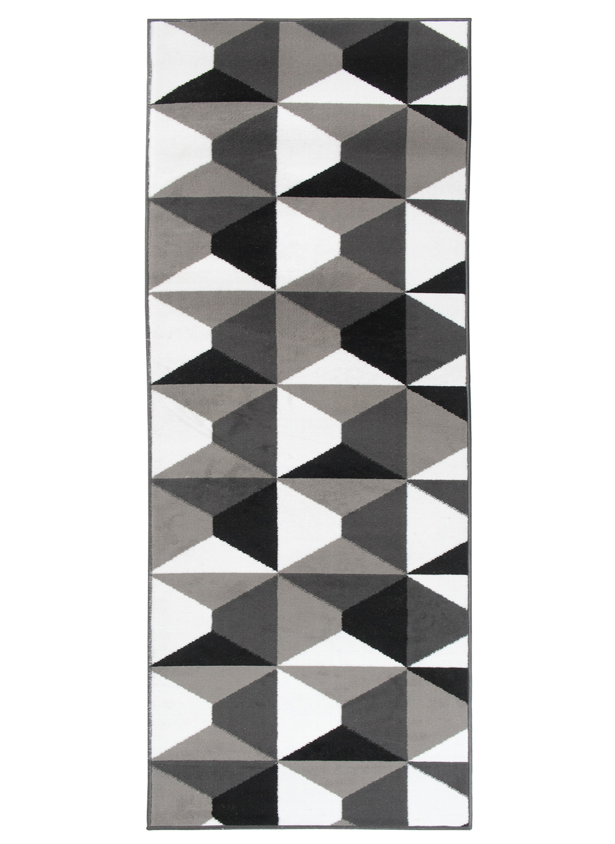 Covor Traversă Maya Gri Negru Geometric Pătrate