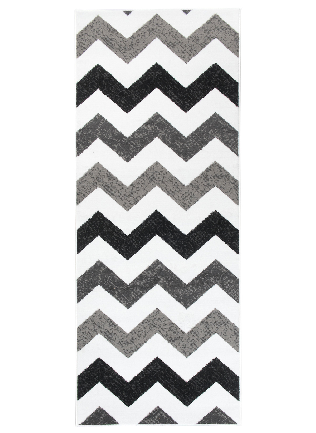 Covor Traversă Maya Gri Negru Geometric ZigZag