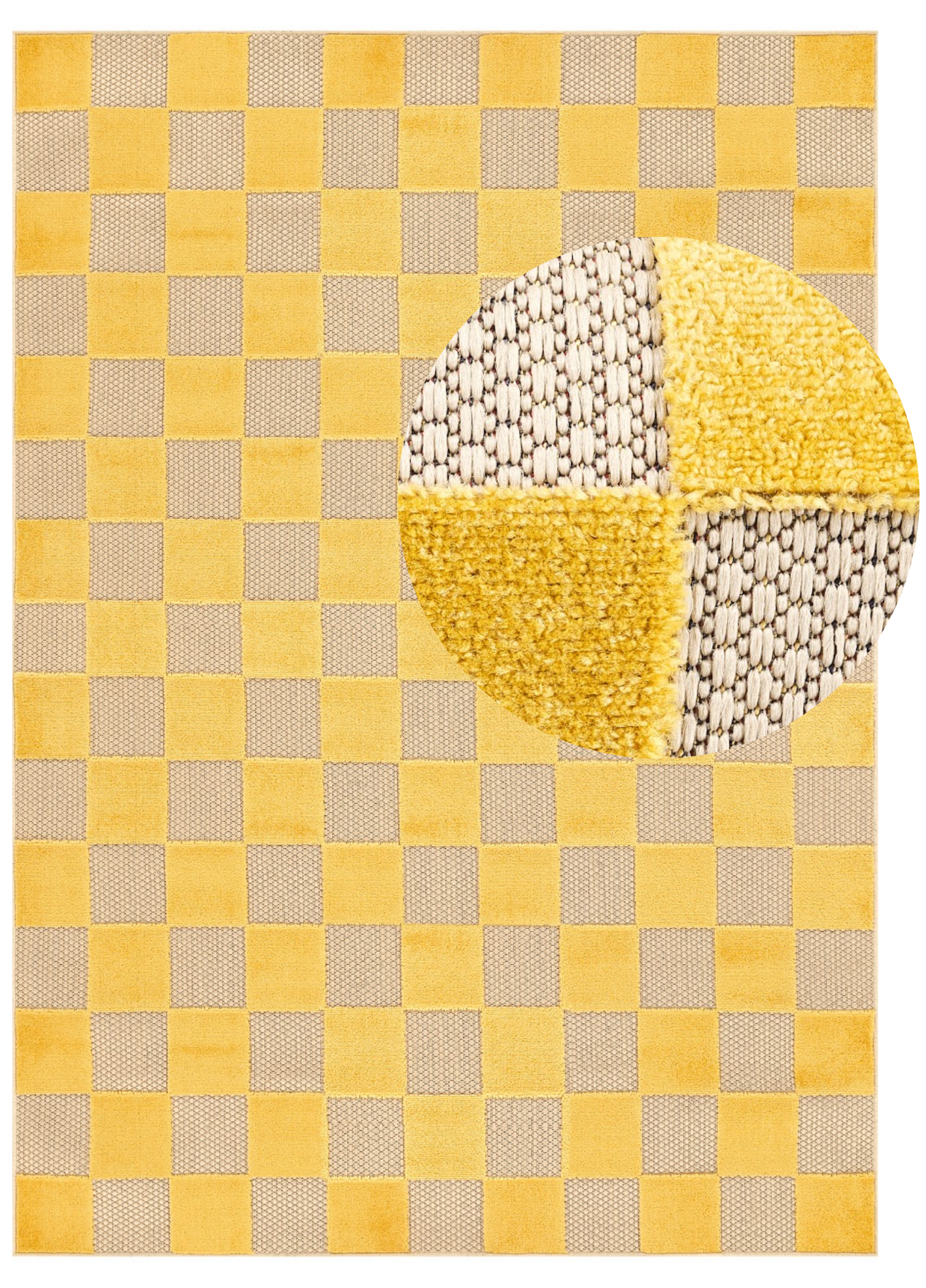 Covor Exterior Checker Crem Galben