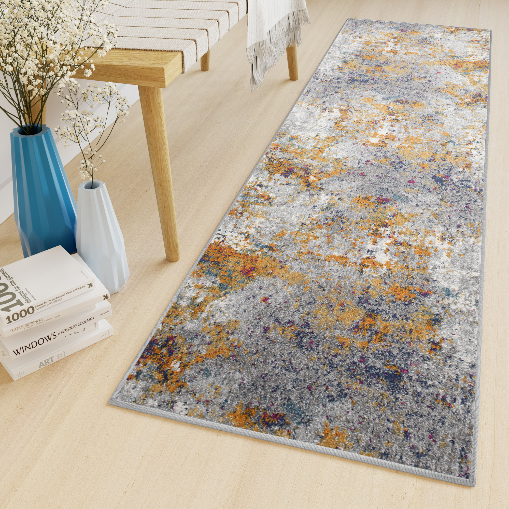 Covor Traversă Lazur Gri Multicolor Abstract