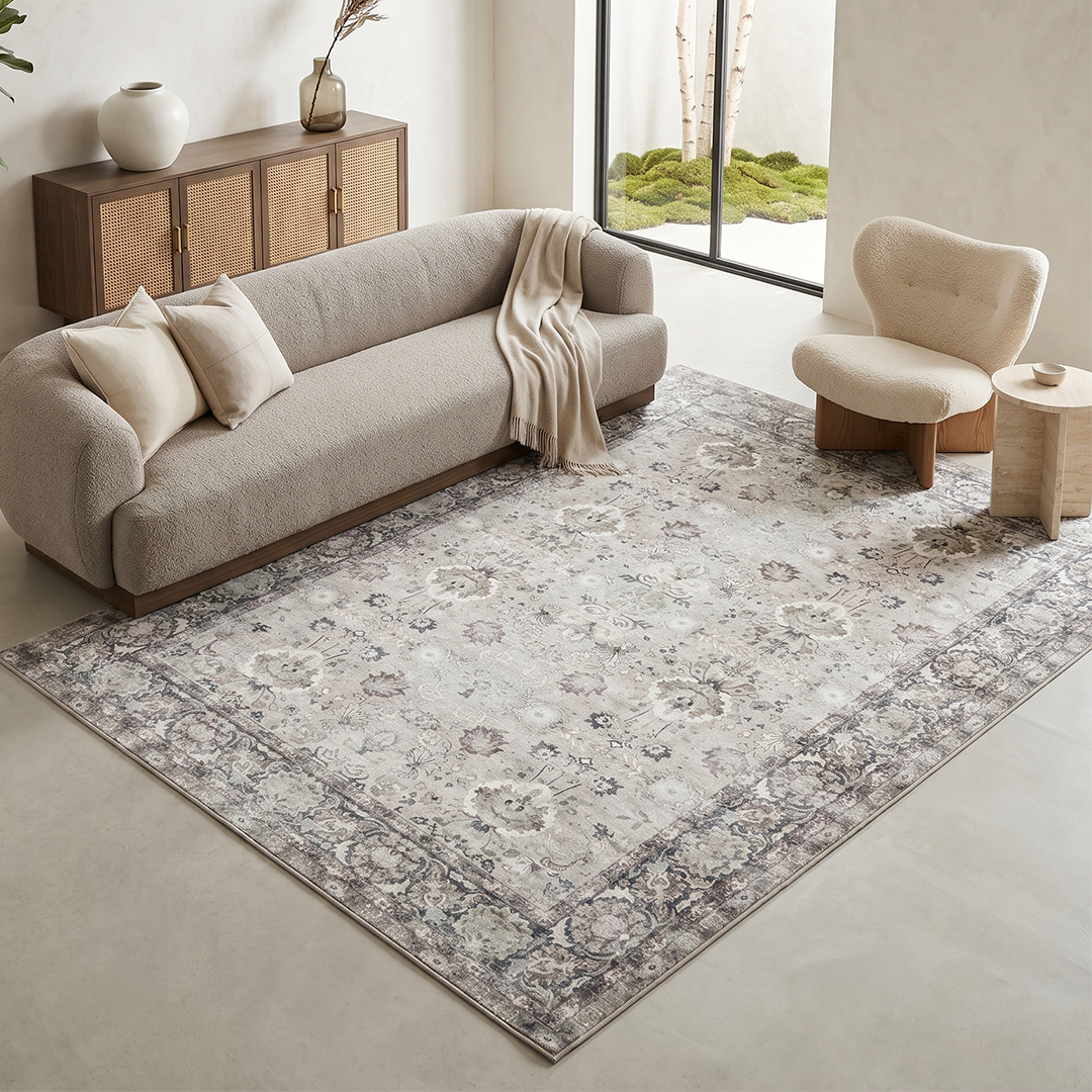 Covor Ispahan Gri Verde Motiv Floral