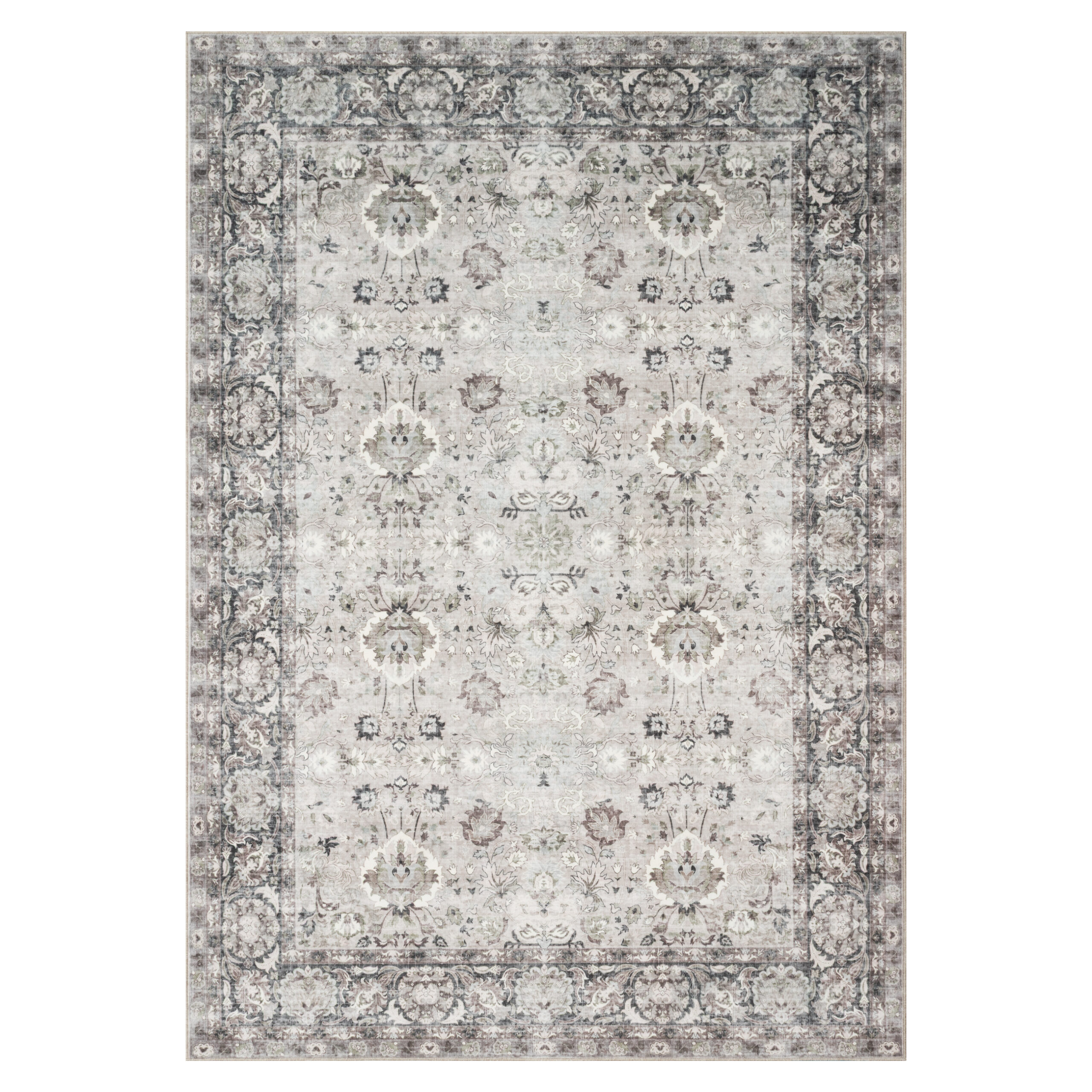 Covor Ispahan Gri Verde Motiv Floral